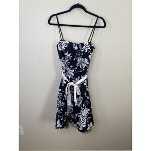 Ruby Rox Womens Floral Black White Strappy Sundress  S Empire Waist Y2K Vintage